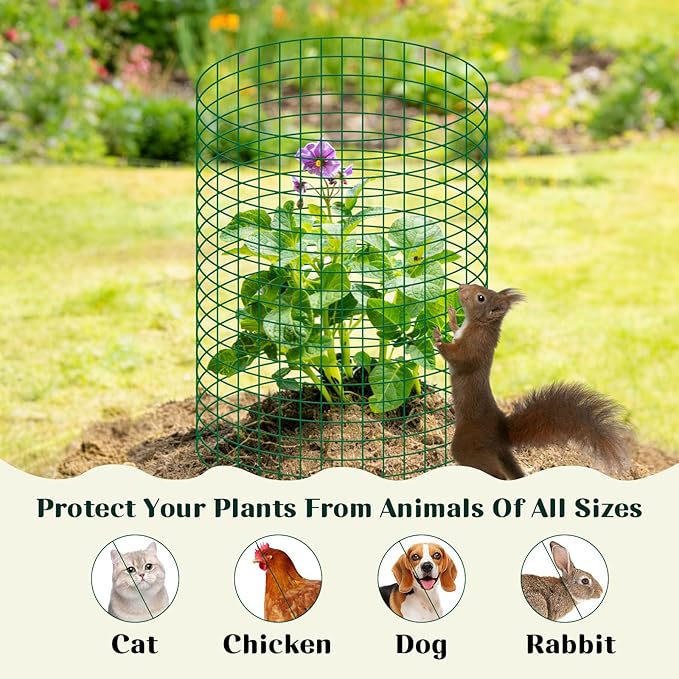 succulentlovers 10 Sets 20"x 12" Wire Plant Protector from Animals, Plant Protector Cages with Zip Ties & Stakes, Garden Plant Protectors Chicken Wire Plant Covers for Flower and Vegetables Protection