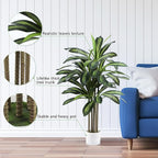 Artificial Dracaena Tree 4FT Fake Plant with White Small Planter Faux Silk Tall Floor Plant in Pot Artificial Tree for Home Office Living Room Decor Indoor