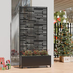 Casaphoria Metal Raised Garden Bed with Trellis and Wheels, 72"x35"x16" Planter Box for Climbing Plants, Vegetables & Vines, Features Drainage Holes and Privacy Screen (Black-Shine)