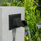 Square 316 Stainless Steel Water Fountain Spout, Outdoor Spillway Scupper with Integrated Spray Baffle, Unique Emitter Water Feature Decor for Patios, Pools, Courtyards, Water Walls(Black)