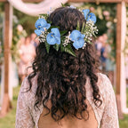 4PCS Faux Orchid Artificial Flowers, 35inch Long Stem Phalaenopsis Branches，Fake Orchid Flowers for Tall Vase Home Wedding Party Decoration (Light Blue)