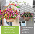 Waipfaru Artificial Flowers for Outdoors, 12 Bundles Faux Plants Outdoor, UV Resistant Artificial Plants Outdoor, Silk Fake Artificial Flowers for Outside Home Decor Planter Porch Patio Decoration