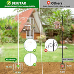Bird Feeder Pole for Outdoors Heavy Duty Squirrel Proof, 2 Pack 63 Inch Adjustable Tall Shepherds Hooks for Outdoor with 7 Prongs Base, Double Shepherd Hooks (2 Pack White, 63 Inch)
