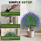 JTING' CHOISIR Set of 2 Artificial Lavender Boxwood Topiary Ball Trees with Ground Spike, 26 Inches UV Resistant Fake Evergreen Plant Bushes Shrubs for Indoor Outdoor Front Porch Garden (Lavander)