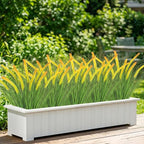 14PCS Artificial Yellow Dog Tail Grass Onion Grass UV Resistant Outdoors Faux Shrubs Ornamental Wheat Grass Cattails Faux Bushes Home Decor for Outdoor Garden