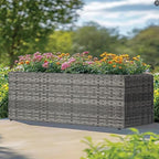 SUNNYPARK Gray Rectangular Planter Box All-Weather PE Rattan Large Modern Planters with Removable Liner Indoor Outdoor Decorative Flower Pot for Patio, Balcony, Garden