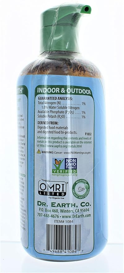 Dr. Earth Organic & Natural Pump & Grow House Liquid Plant Food 16 oz, Blue