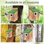 4-Pack Blue Wooden Bird Houses for Outdoors with Predator Guard, Bluebird Houses for Outside – Ideal for Bluebirds & Other Backyard Birds, Green