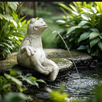 Pond Fountain Spitter with Pump, Outdoor Resin Artificial Stone Water Feature for Koi Pond, Garden, Patio, Tabletop Water Décor(30x30x50cm)
