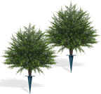 23" Artificial Cedar Topiary Ball Trees with Spike, Set of 2 UV Resistant Fake Evergreen Bushes Shrubs Trees, Realistic Faux Cypress Plants for Outdoor Indoor