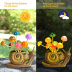Solar Garden Statues Outdoor, Snail Garden Decor Solar Lights with Mushrooms, Birthday Gifts for Women Mom Grandma, Fairy Accessories for Patio Yard Lawn Backyard Balcony Housewarming Ornament