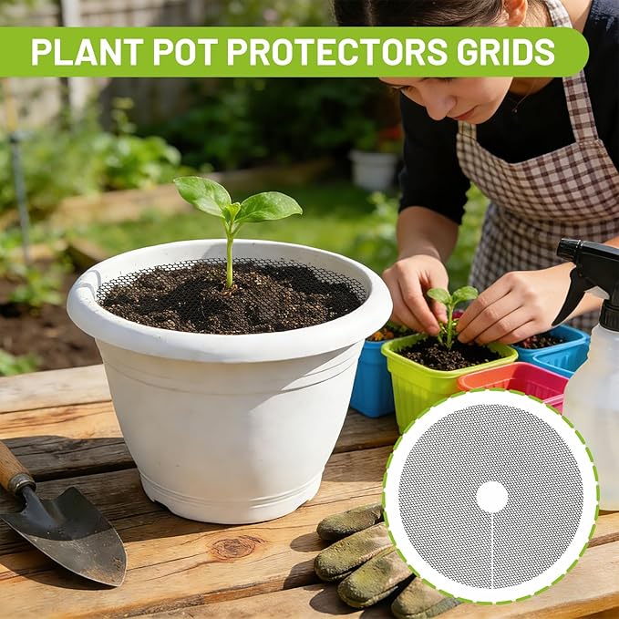 4 Pcs 15.7 Inch Plant Pot Protectors Grids, Cuttable Round Plant Cover Protector Indoor Plants from Animals, Pot Soil Guard for Garden Flower Potted Plants (15.7inch-4P)