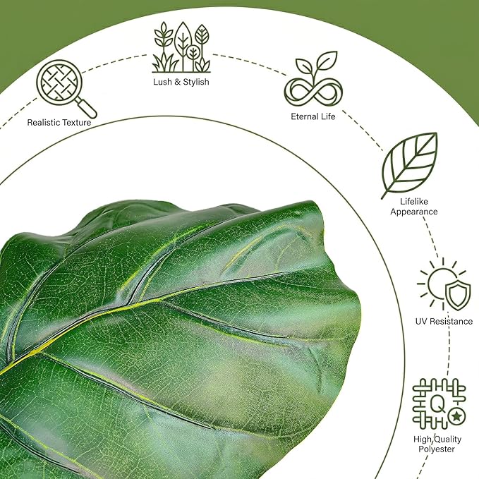 30" Artificial Fiddle Leaf Fig Tree, Realistic Fake Plants Faux Trees Indoor with Cotton Rope Basket, Artificial Plants Indoor for Apartment Home Living Room Office Decor