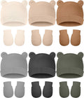 Geyoga 12 Pieces Newborn Hat Mittens Gloves Set Baby Boys Girls Cotton Baby Beanie for 0-12 Months