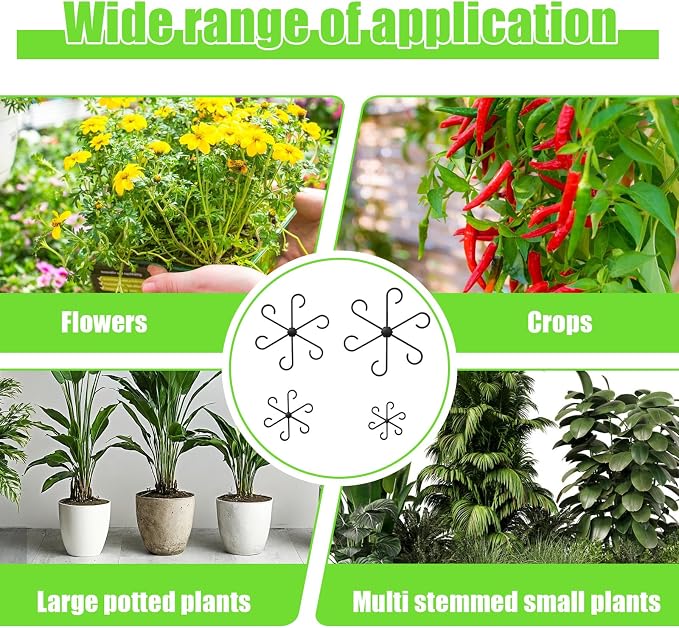 JJUNW 12 Pack Climbing Houseplant Stem Supports, Reusable Plastic Plant Stem Holders Hook Growth Accessories for Indoor Outdoor Plants (Black)