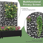 Casaphoria Metal Raised Garden Bed with Trellis and Wheels, 72"x47"x16" Planter Box for Climbing Plants, Vegetables & Vines, Features Drainage Holes and Privacy Screen (Black-Gerald)