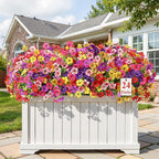 Alupssuc 24 Bundles Artificial Flowers for Outdoors Decoration, UV Resistant Silk Faux Floral Spring Fake Plastic Plants Greenery for Outside Indoor Patio Porch Window Box Home Decor, Mix 6 Colors