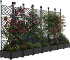 7 PCS Raised Garden Bed with Trellis & Privacy Screen, 116" w x 63" Tall Vertical Garden Planter Box for Climbing Plants - Sturdy Lightweight Outdoor Planter for Vegetables, Flowers on Patio, Balcony