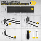 64" Garage Tool Organizer Wall Mount, 900 lbs Heavy Duty Steel Garden Tool Storage Rack with 12 Adjustable Hooks for Yard, Shed, Garage (4 Racks, 12 Hooks, 2 Straps)