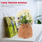 Faux Phalaenopsis Orchid Bonsai in Pot, Realistic Fake Orchid Flowers White Spray, Home Decor Artificial Phalaenopsis for Living Room and Office Table Display