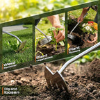 LOOHOI Upgraded Weed Puller Tool, 4-Tooth Stainless Steel Manual Weeder, Garden Weed Remover Tool for Vegetable Gardening Backyard Farm Planting & Weeding