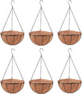 LaLaGreen Hanging Planters with Coco Liners (6 Pack, 12 Inch) Hanging Baskets for Plant Outdoor, Hanging Plant Pot Flower Metal Wire Round Holder Hanger Hook Chain Deck Porch Garden Balcony Boho Decor