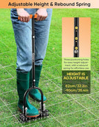 Sakerplus Aerator Lawn Tool, Hand Metal Spike Lawn Aerator with Rebounce Spring Base, Automatic Leaf and Dirt Cleaning, Grass Aerator for Lawn Care, Soil Loosening, Yard Aerating (Orange Handle)