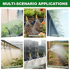 Drip Irrigation System, 30FT 1/4" Garden Watering for Outdoor Plants & Raised Beds, 10pcs Upgraded Brass Nozzles 360° Adjustable Misting Kit, UV-Resistant Tubing for Greenhouse, Lawn & Patio Cooling