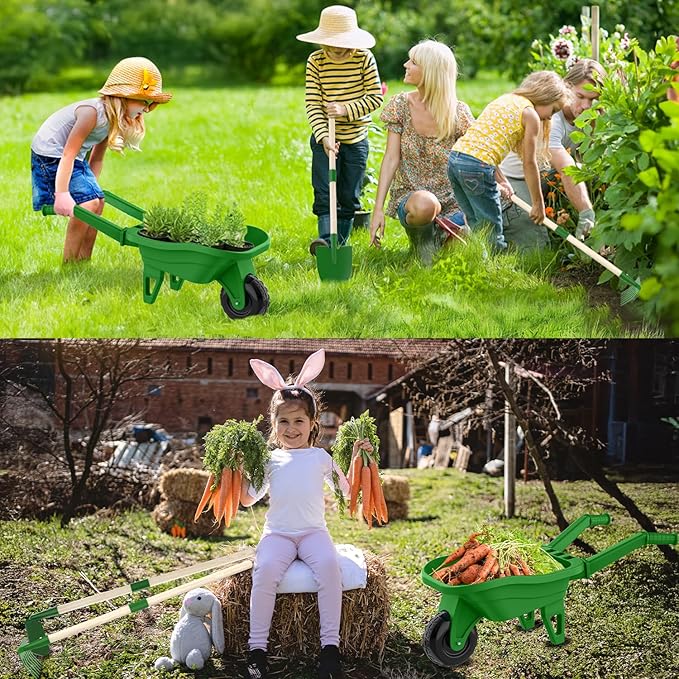 Kids Gardening Tools Outdoor Toys Set Backyard Play with Wheelbarrow Educational STEM Learning Pretend Toys Outdoor Indoor for Toddlers Kids Boys Girls