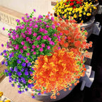 6 Bundles Artificial Fall Flowers No Fade Faux Autumn Plants, Fake Indoor Outdoor Greenery for Thanksgiving Christmas Wedding Party Home Garden Fireplace Décor (Gold Yellow)