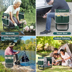 FEED GARDEN Garden Kneeler and Seat, Upgraded Foldable Gardening Stool with 10.23" Wide Kneeling Pad, Heavy Duty Gardening Bench Chair with 2 Tool Pouches, Gardening Gifts for Seniors Mom Women Men