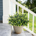 17 Inch Artificial Plants Outdoor Faux Shrubs Eucalyptus Boxwood Grass UV Resistant Fake Plant Greenery Decor for Indoor Window Garden Patio Pathway Front Porch Home Decor（6 Bundles,Green）