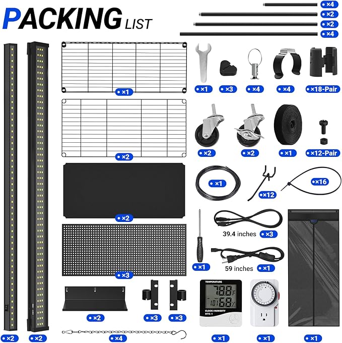Barrina LH750 Pegboard Indoor Greenhouse with Grow Light, Plant Cabinet with 4PCS 5000K Full Spectrum Grow Lamps, 3 Adjustable Pegboards, 2 Racks, Wheel, for Foliage Plant, Seedling, 29.5x13.8x67.9IN