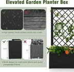 HAPPYGRILL 2 Raised Garden Bed with Trellis, 44” Metal Elevated Garden Box for Climbing Plants Vine, Outdoor Planter Box for Yard, Garden, Balcony
