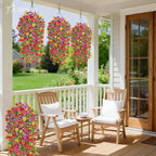 Artificial Hanging Flowers for Outdoors, 4PCS UV Resistant Artificial Outdoor Flowers, Silk Flowers for Outside Patio Porch Front Yard Window Garden Indoor Decor(Spring Color,4PCS)