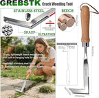 GREBSTK Crack Weeder Crevice Weeding Tool Stainless Steel Manual Weeder Beech Handle Gardening Tool
