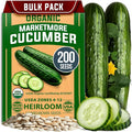 HOME GROWN Organic Marketmore Cucumber Seeds 200+ Heirloom Non-GMO Seeds for Planting, High Germination, Hardy & Vigorous Slicing Cucumber, Trellis & Raised Bed Garden (Cucumis sativus)