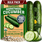 HOME GROWN Organic Marketmore Cucumber Seeds 200+ Heirloom Non-GMO Seeds for Planting, High Germination, Hardy & Vigorous Slicing Cucumber, Trellis & Raised Bed Garden (Cucumis sativus)