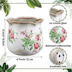 Newtay 6 Inch Ceramic Plants Pots Vintage Ceramic Flower Planters Crackle Glaze Finish Flower Pots Decorative Floral Vintage Planters for Living Room Garden Home Decor Gifts(Classic)