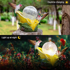 Solar Garden Statue Hummingbird Figurine - Hummingbird Flower Carry Magic Orb Solar LED Lights for Outdoor Statue Decoration for Patio, Balcony, Yard, Lawn Ornament