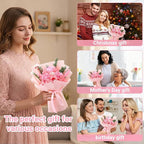 Preserved Flowers Bouquet, Flowers for Delivery,Handmade Pink Rose Bouquets Lasting 3-5 Years, Luxury Gift Box,Birthday Flowers Gifts for Women Mom Grandma Wife Friends