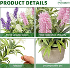 3 Colors Artificial Lavender Flowers Potted, Mini Fake Lavender Greenery, Indoor Fake Floral Decor for Home Office Desk Table Decoration