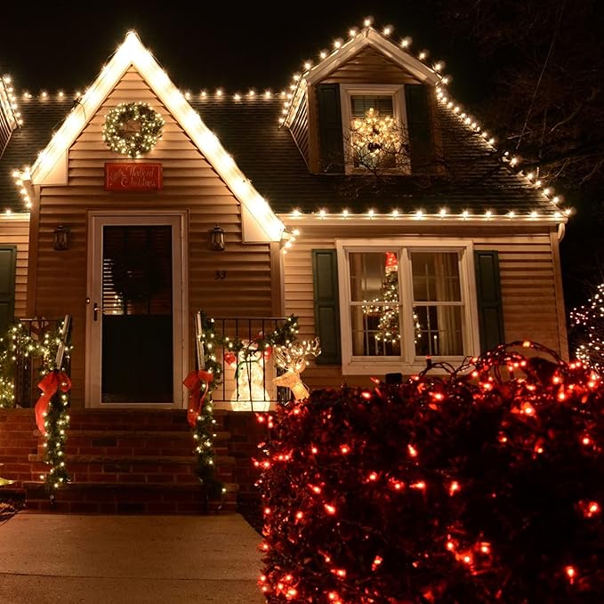 TW SHINE Valentine's Day Red Lights, 20FT 100 Count Incandescent Christmas Mini Tree String Lights, Waterproof Christmas Decorations for Outdoor Indoor Xmas Patio Home Party Garden Yard Decor