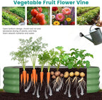 SUNYRISY Galvanized Raised Garden Bed with 87" H Arch Trellis for Climbing Plants Outdoor, Metal Planter Box with Netting for Gardening Flowers Vegetables Fruit Herb, Green