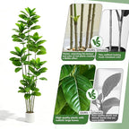 Ficus Tree Artificial Plants Indoor, 7FT Tall Fake Trees in White Pot, Large Potted Silk Floor Plant Artificial Trees, Green Lifelike Faux Ficus Tree for Home Room Office Porch Decor-Green