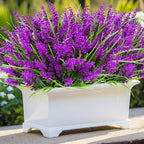 Kinisty 20 Bundles Outdoor Artificial Plants and Flowers, UV Resistant Faux Monkey Grass with Lavender and Fake Plastic Greenery for Spring Summer Outside Planter Porch Garden Decor, Fuchsia