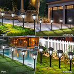 DERAYSION 12 Pack Solar Lights Outdoor, Solar Pathway Lights Auto On/Off Waterproof LED Garden Lights for Landscape Path, Yard, Walkway, Driveway, Sidewalk, Cold White