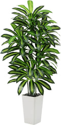 Artificial Dracaena Tree - 6FT Tall Fake Plants with White Tall Planter - Artificial Plants Indoor Floor Plant in Pot - Large Tropical Fake Yucca Potted Tree for Home Office Living Room Decor