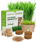 Cat Grass Kit for Indoor Cats, 3 Pack Fast Growing Cat Grass Kit with Eco-Friendly Biodegradable Pots, Soil & Wheatgrass Seeds, Grows in 3-7 Days with High Germination Rate