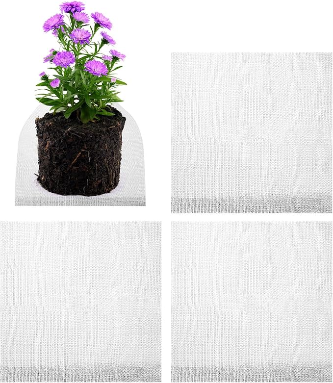 M METERXITY 4-Pack 3 Gallon Plant Root Protector 14x14 Inch, Stainless Stainless Root Guard Baskets Wire Mesh Garden Protection Netting for Tree/Tubers/Crops/Flower/Vegetables/Fruit